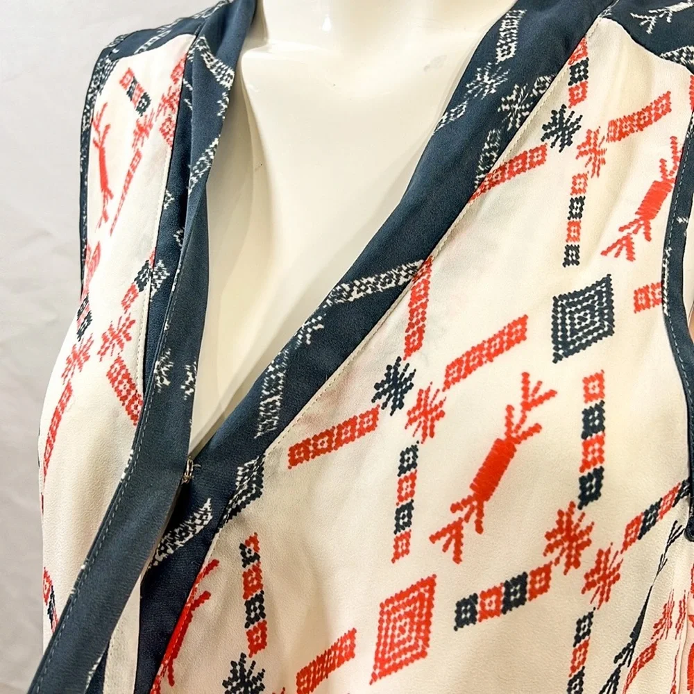 EUC CHARLES HENRY Mock Wrap Ivory Aztec Tank Dress Size 4